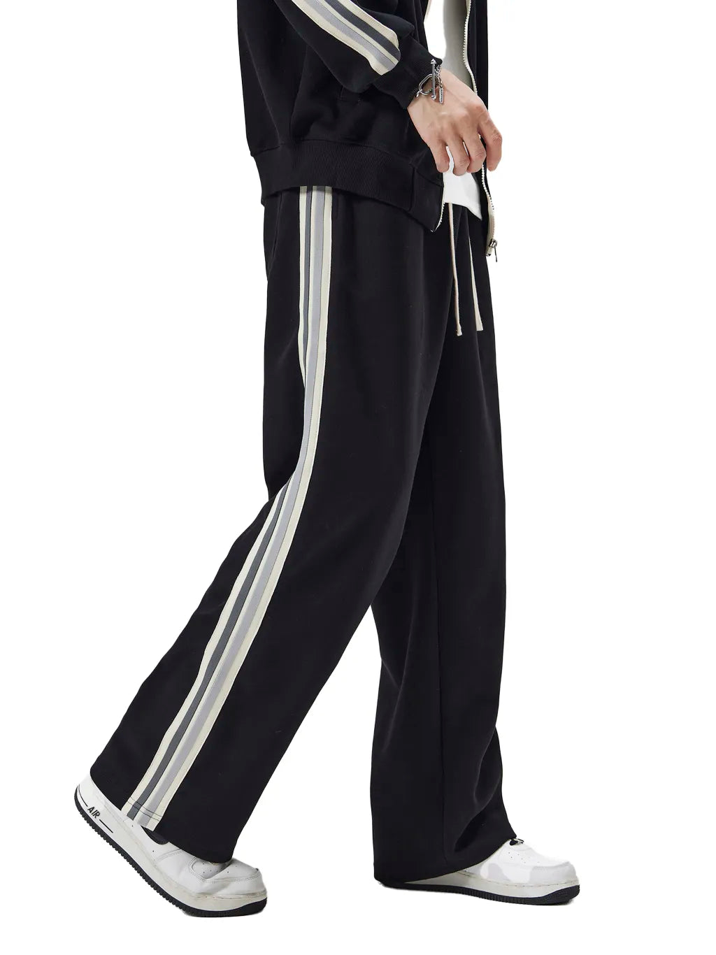 LUXURY TERMINAL - Contrast Side-Stripe Straight-Leg Pants
