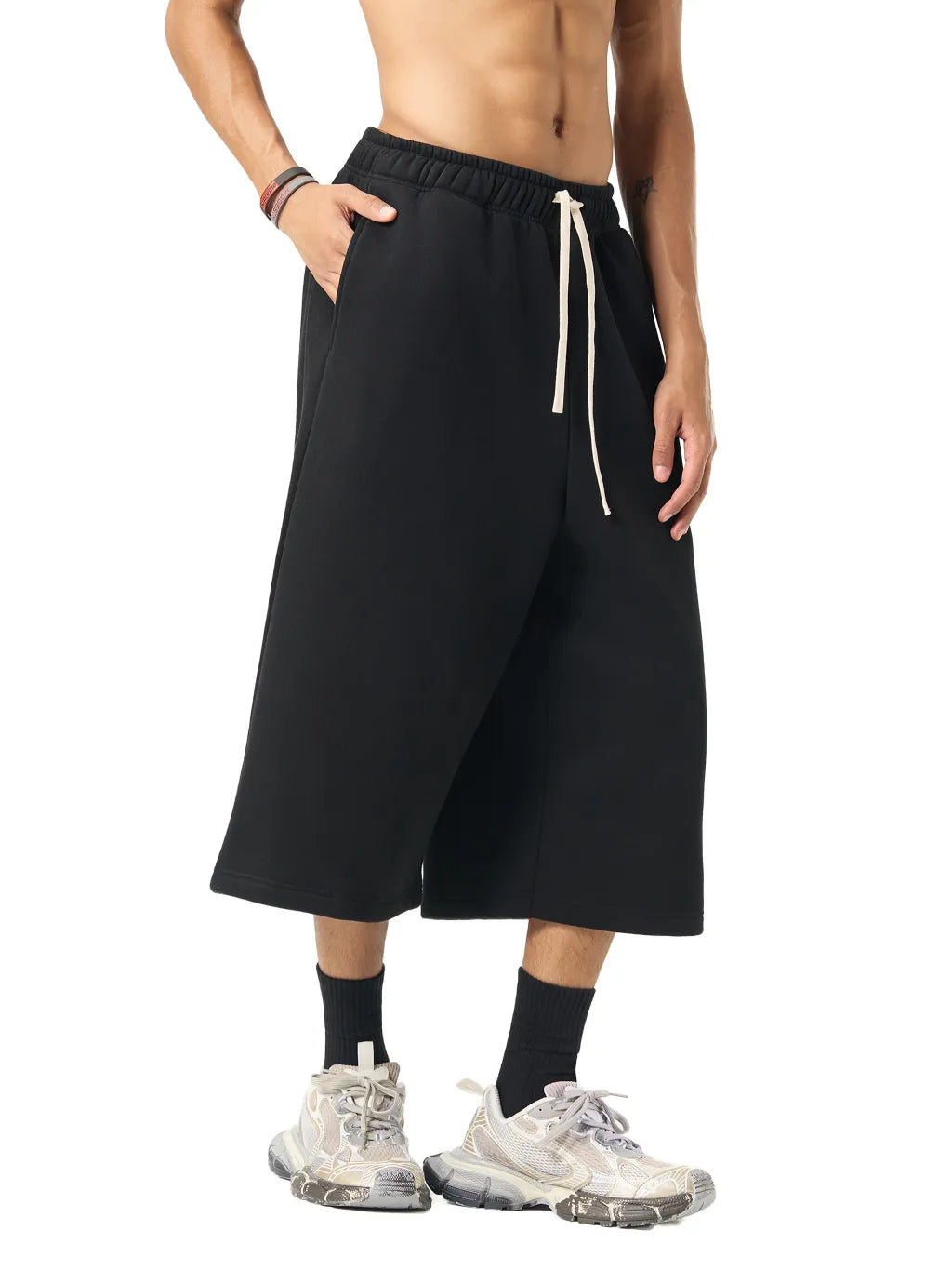 LUXURY TERMINAL - Relaxed Drawstring 3/4 Sweatpants