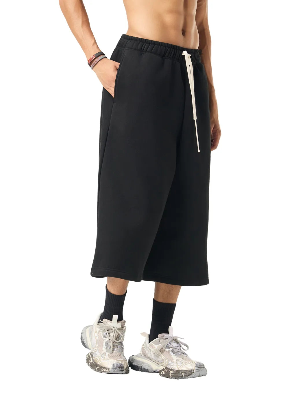 LUXURY TERMINAL - Relaxed Drawstring 3/4 Sweatpants