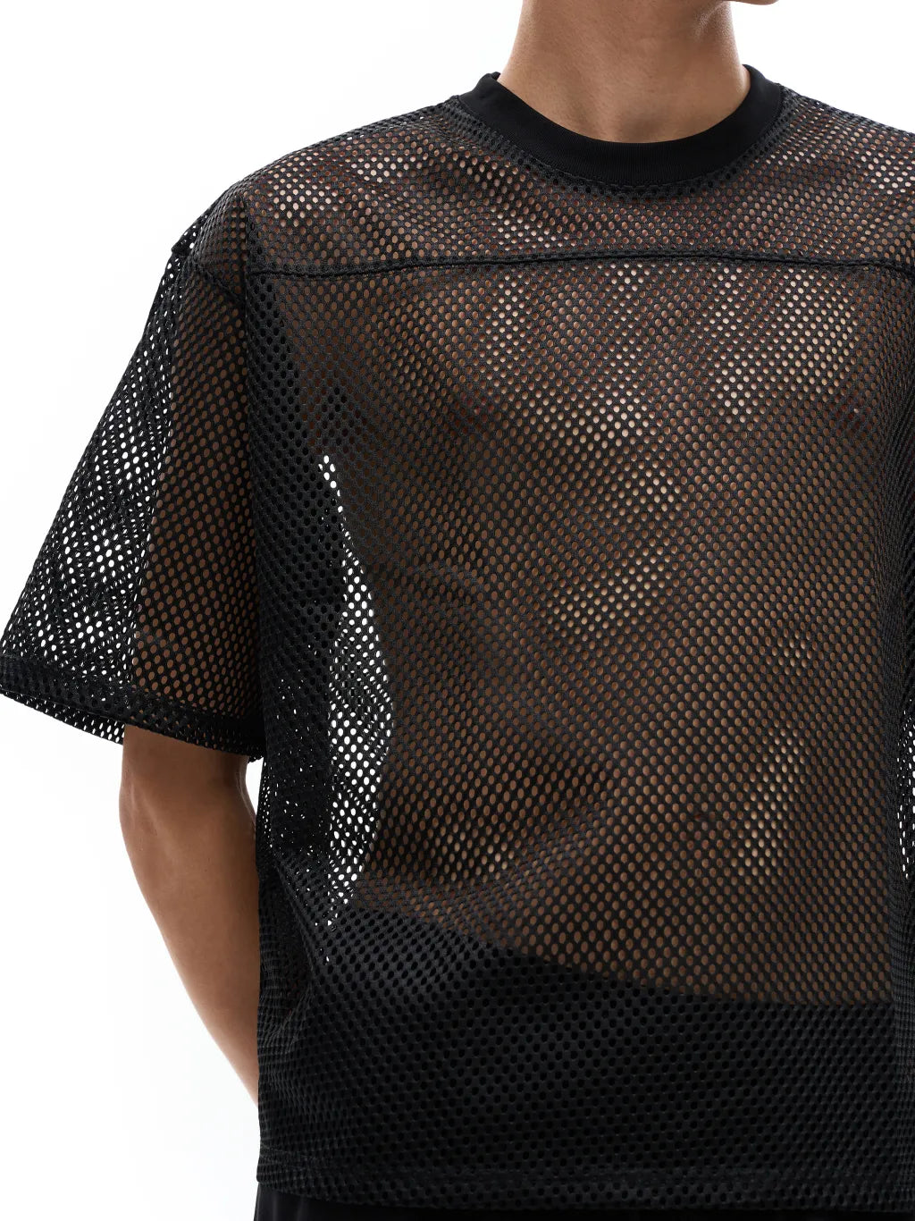 LUXURY TERMINAL - See-through Boxy Net T-Shirt