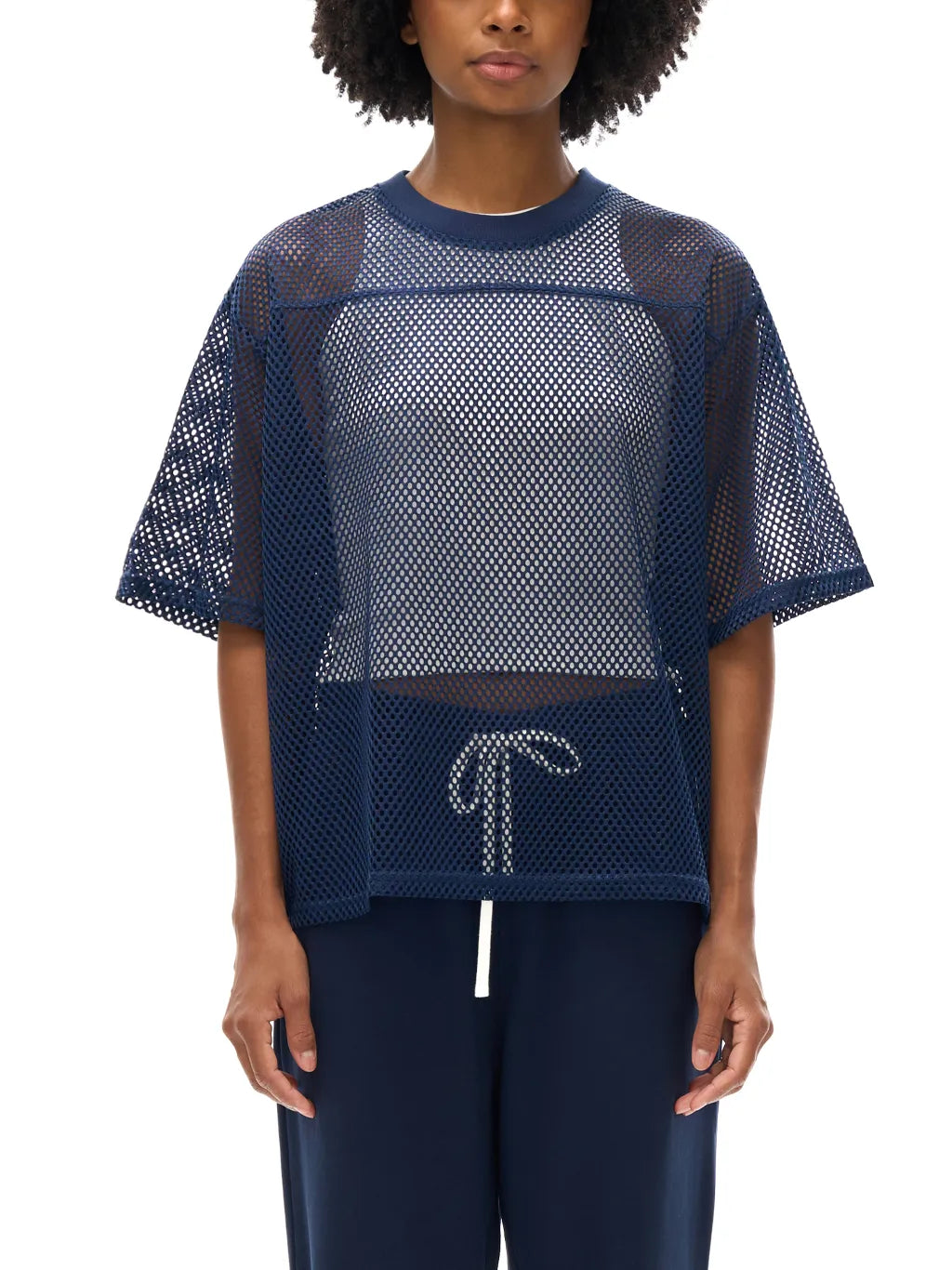 LUXURY TERMINAL - See-through Boxy Net T-Shirt