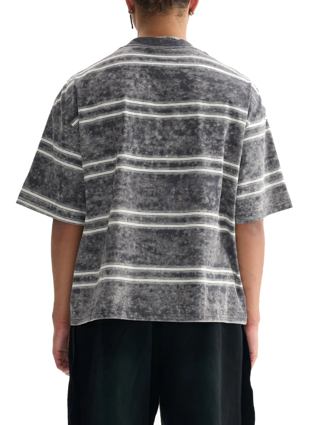LUXURY TERMINAL - Snow Washed Striped Boxy T-Shirt