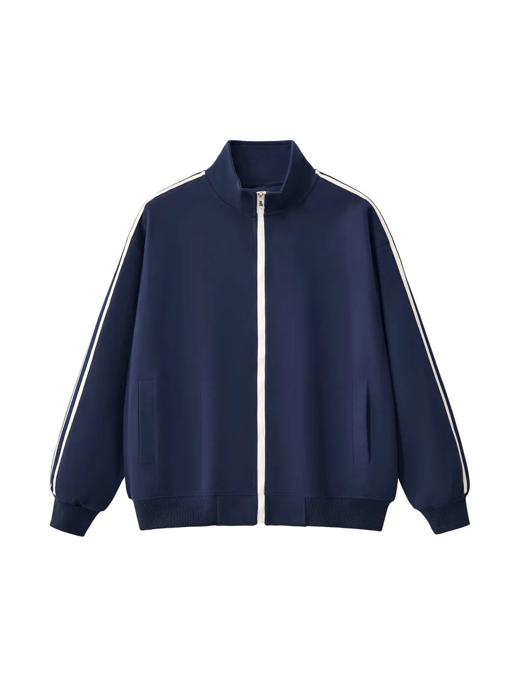 LUXURY TERMINAL - Contrast Side-Stripe Stand Collar Jacket