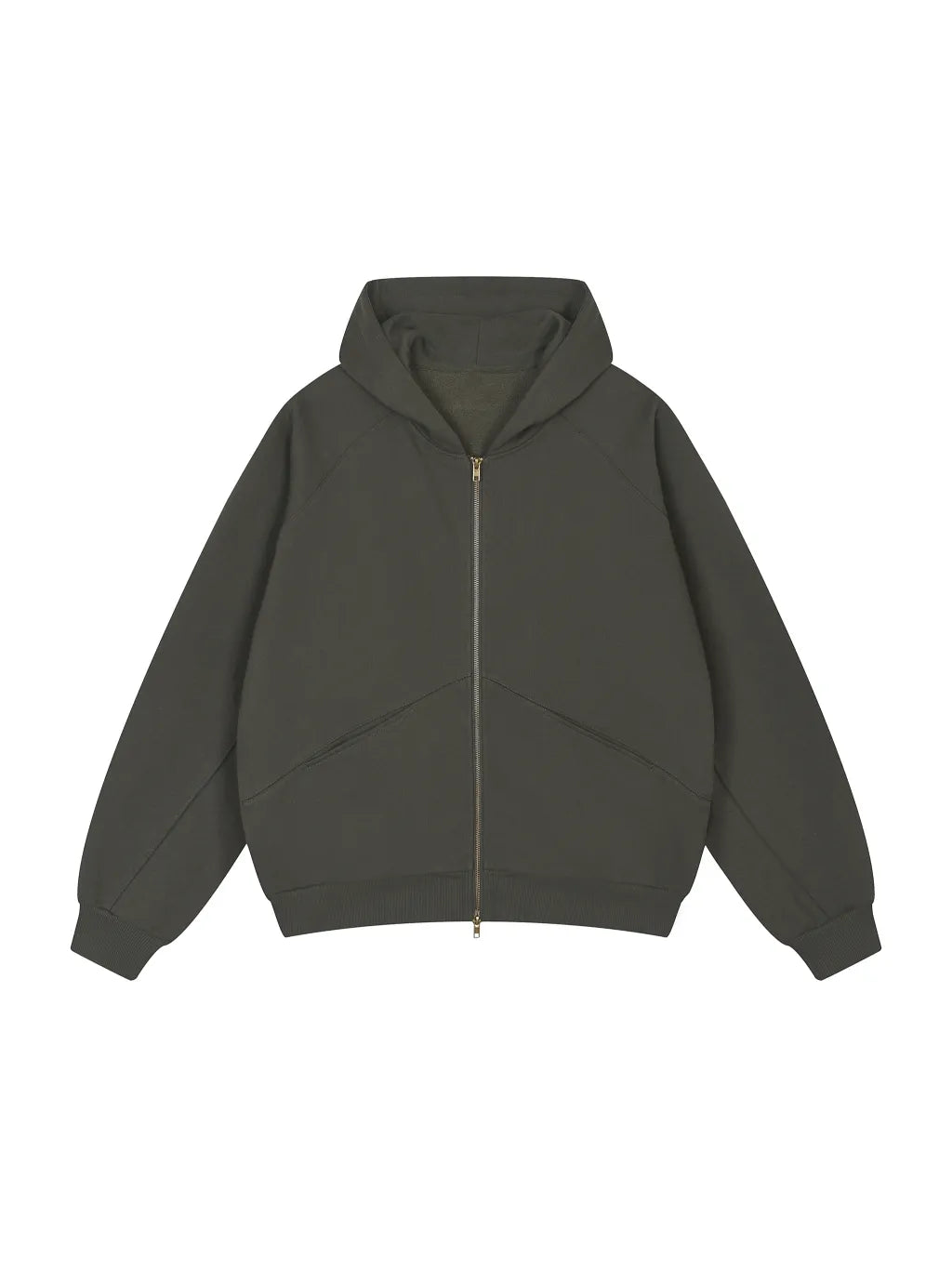 LUXURY TERMINAL - Dolman Sleeve Zip-Through Fleece Hoodie