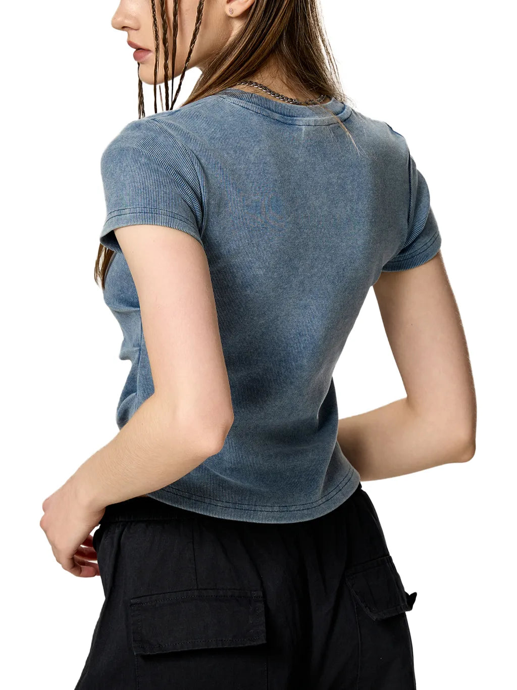 LUXURY TERMINAL - Vintage Washed Bodycon Cotton T-Shirt