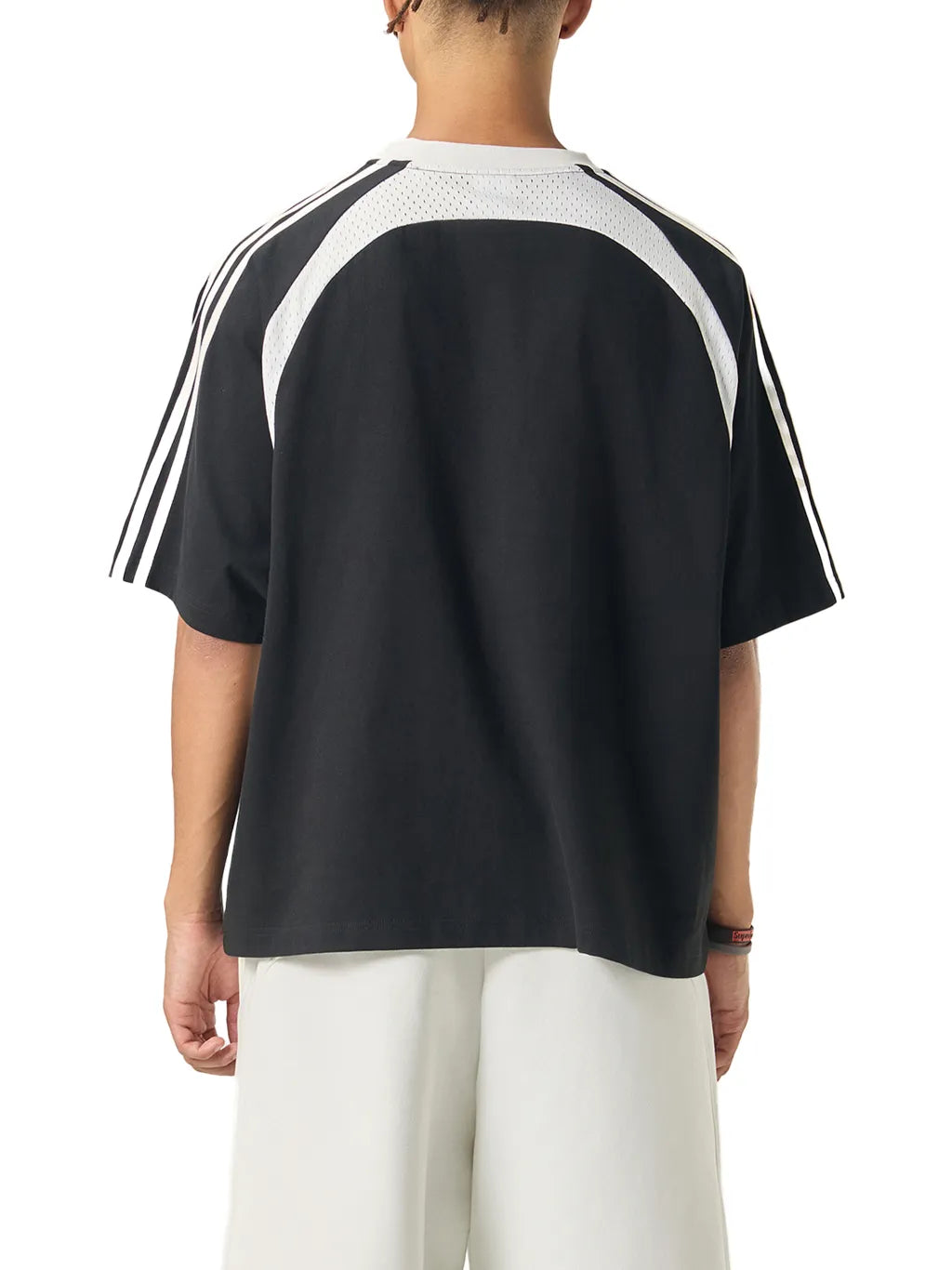 LUXURY TERMINAL - Contrast Stripes Panel Mesh T-shirt