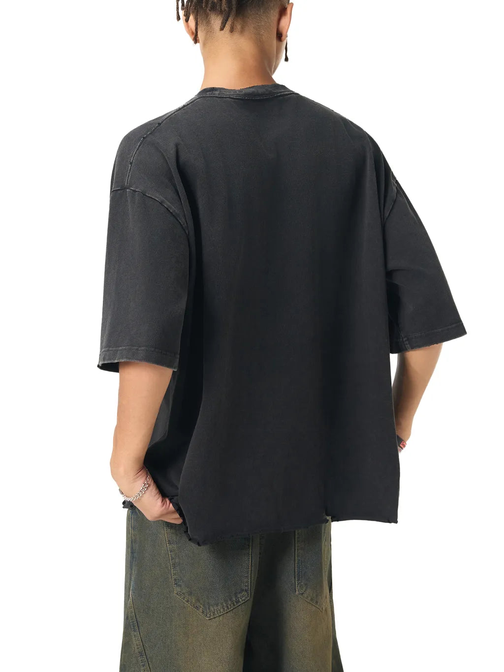 LUXURY TERMINAL - Snow Wash Raw-Hem Boxy T-shirt
