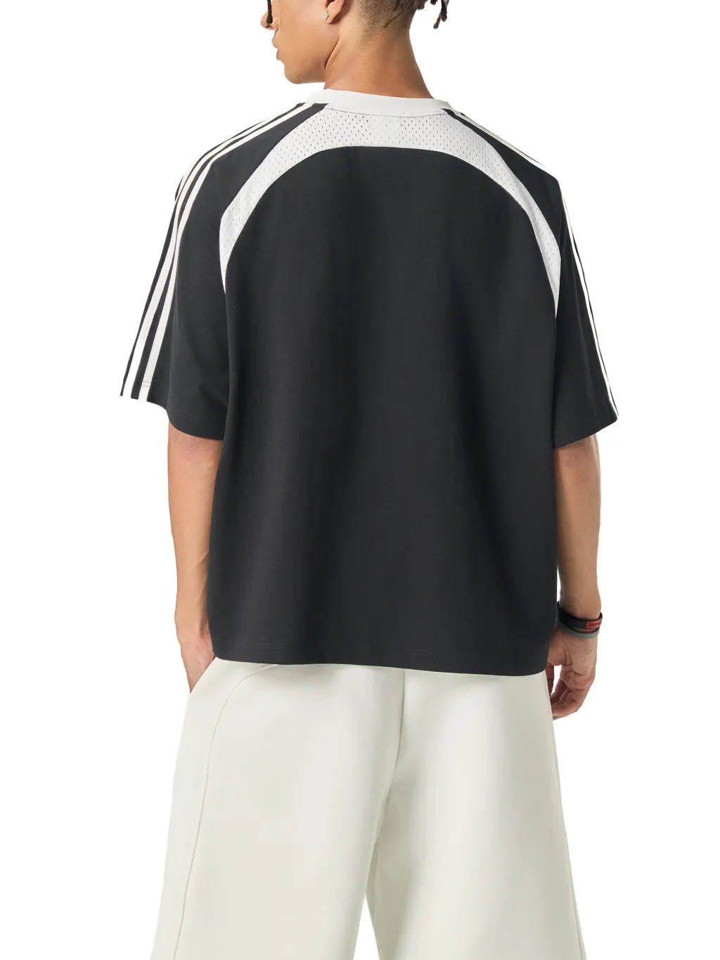 LUXURY TERMINAL - Contrast Stripes Panel Mesh T-shirt