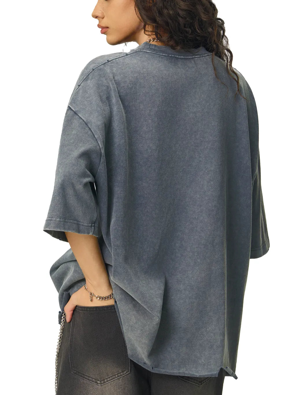 LUXURY TERMINAL - Snow Wash Raw-Hem Boxy T-shirt