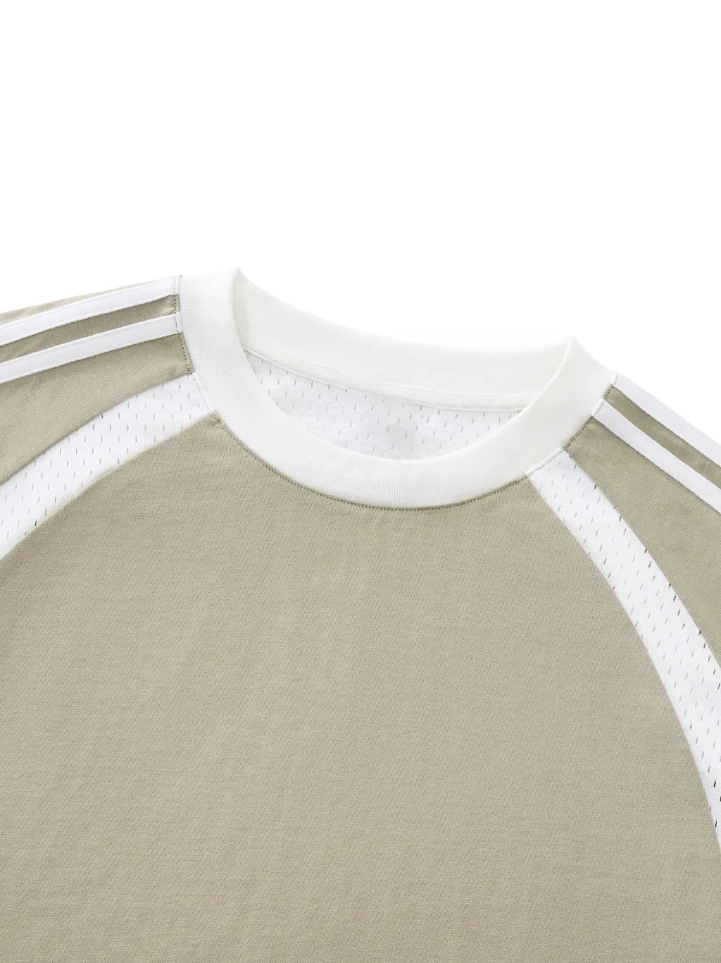 LUXURY TERMINAL - Contrast Stripes Panel Mesh T-shirt