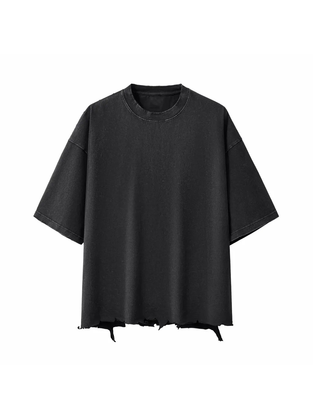LUXURY TERMINAL - Snow Wash Raw-Hem Boxy T-shirt