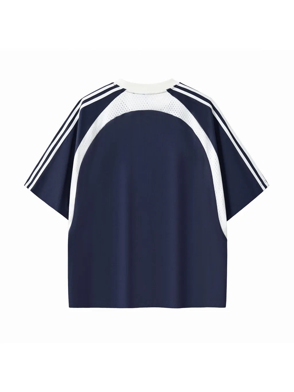 LUXURY TERMINAL - Contrast Stripes Panel Mesh T-shirt