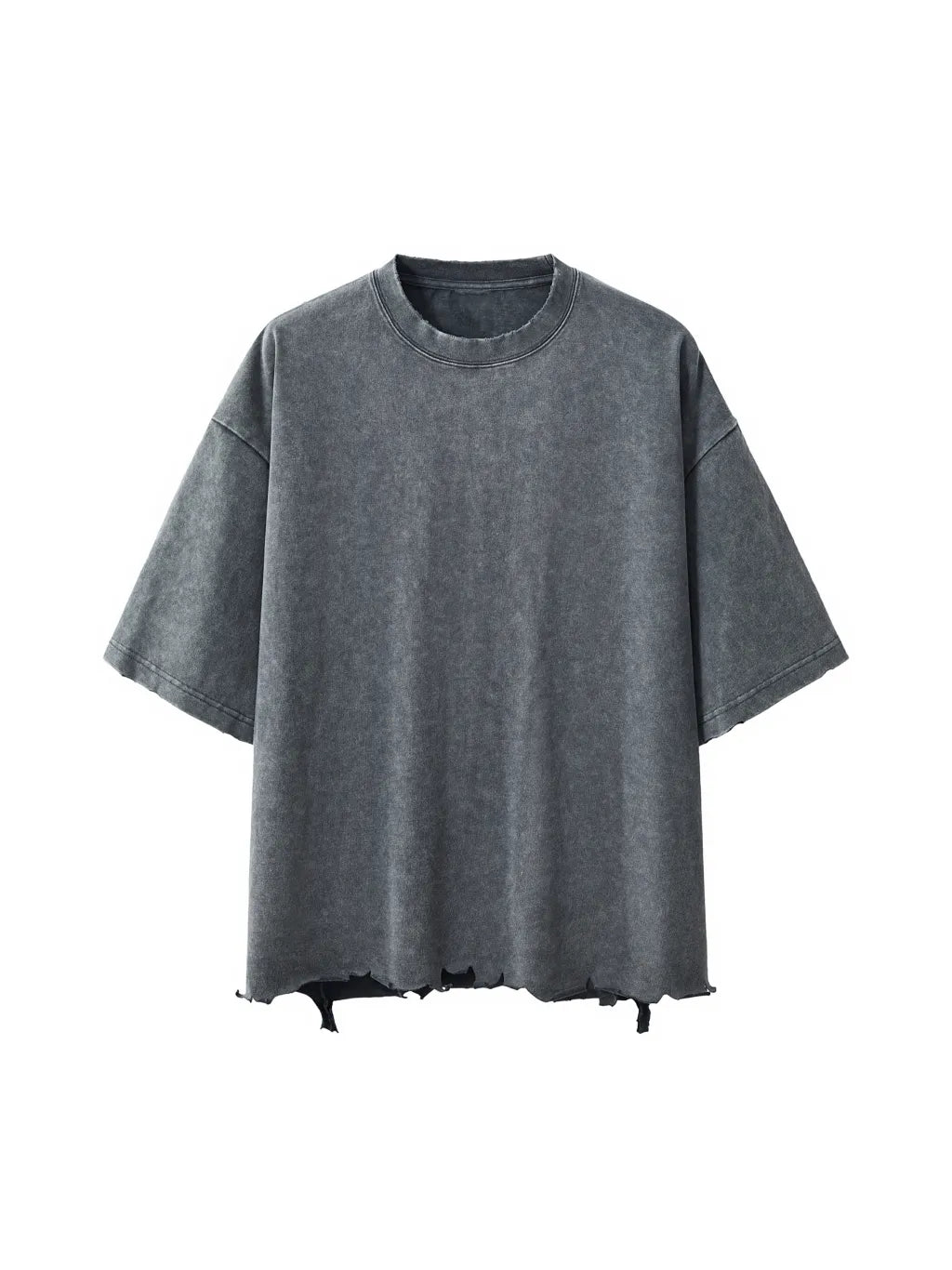 LUXURY TERMINAL - Snow Wash Raw-Hem Boxy T-shirt
