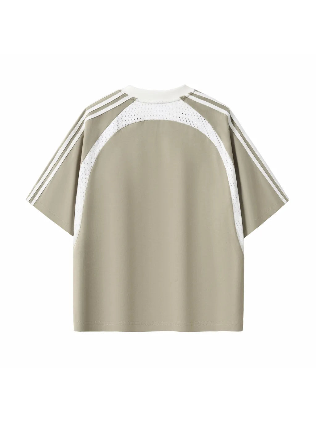 LUXURY TERMINAL - Contrast Stripes Panel Mesh T-shirt