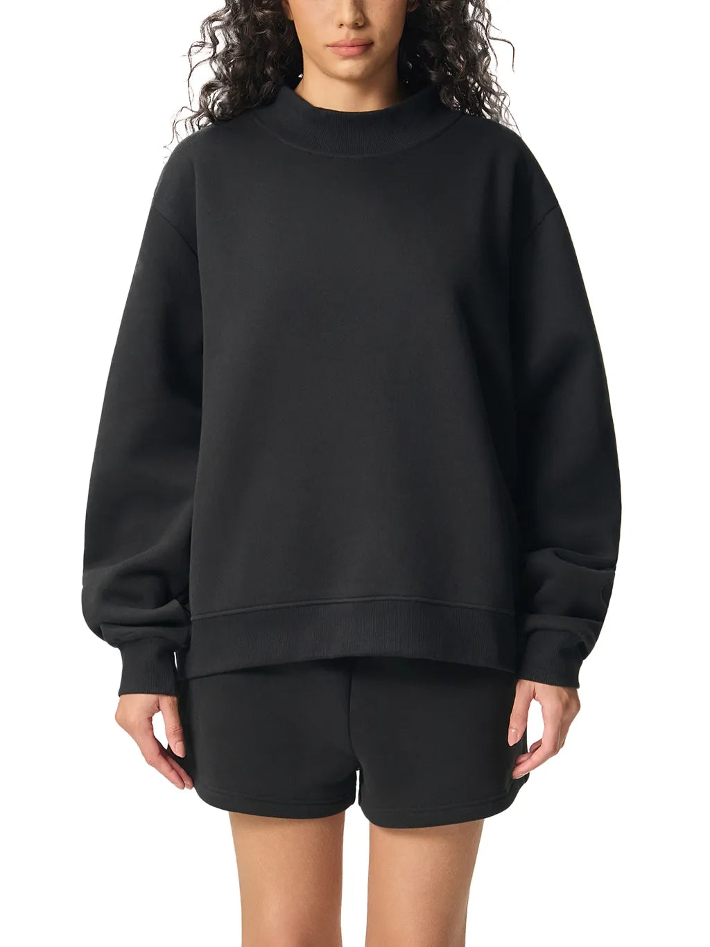 LUXURY TERMINAL - Essential Fleece Mid-Neck Crew Sweatshirt