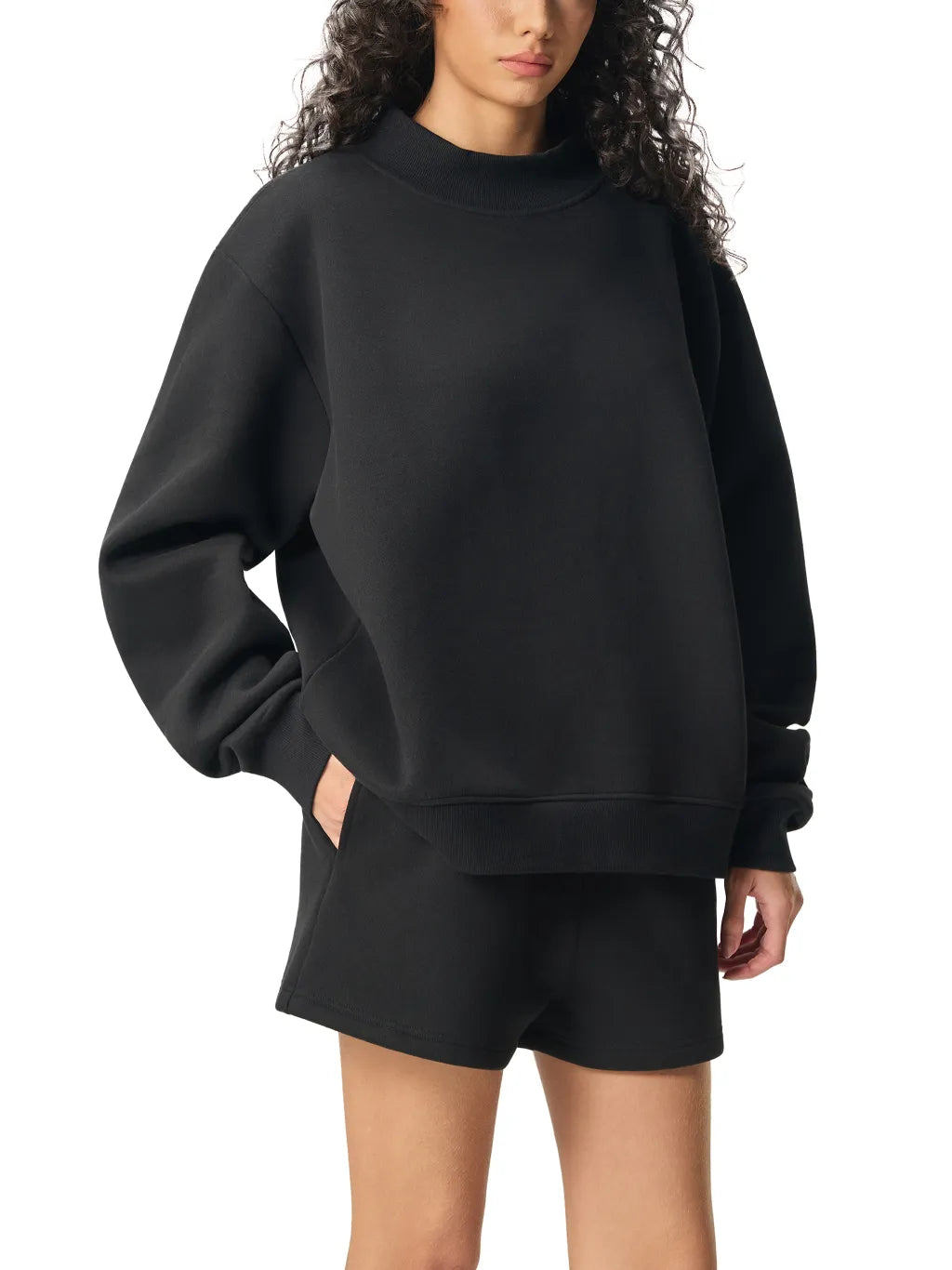 LUXURY TERMINAL - Essential Fleece Mid-Neck Crew Sweatshirt