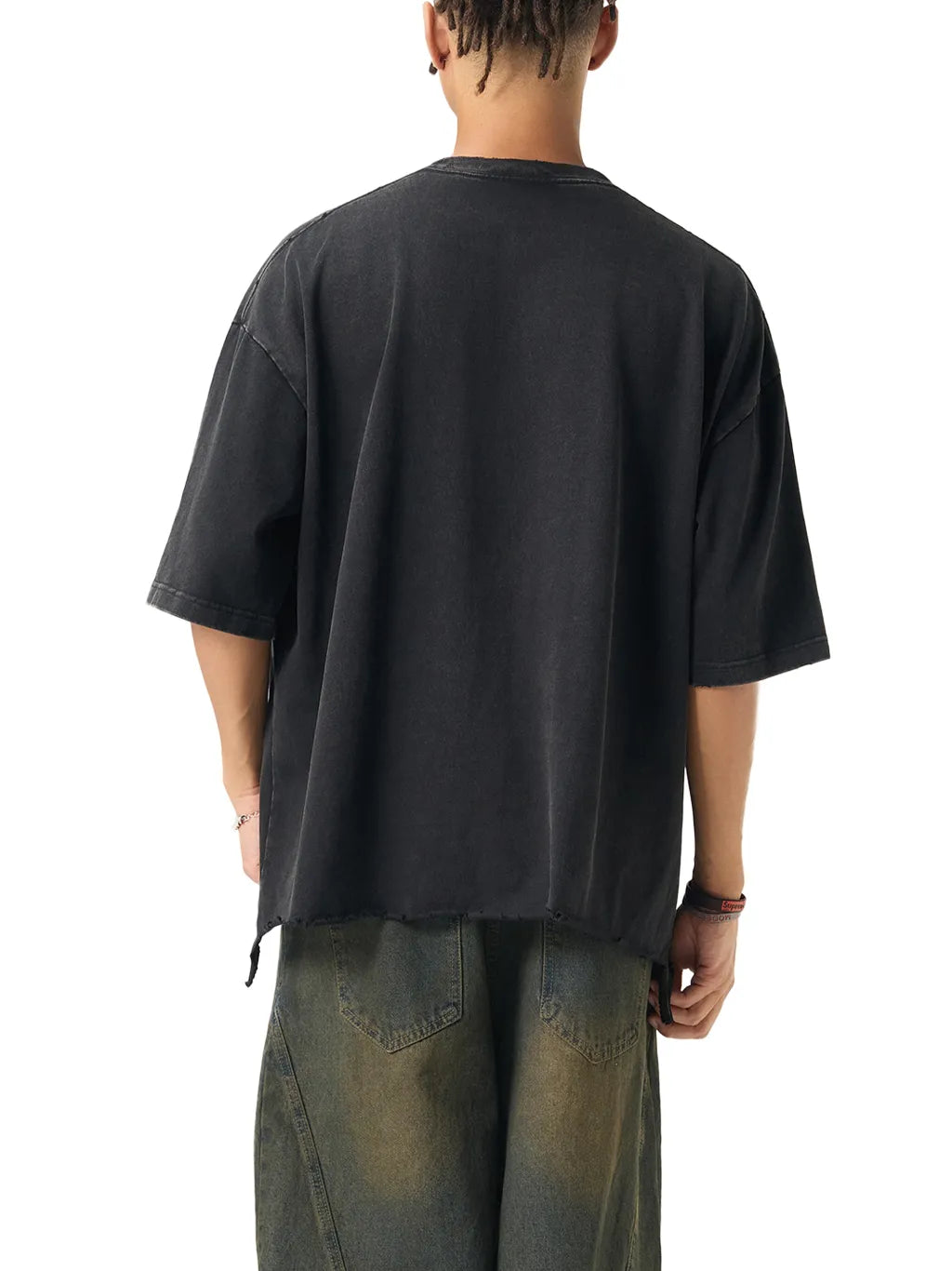 LUXURY TERMINAL - Snow Wash Raw-Hem Boxy T-shirt
