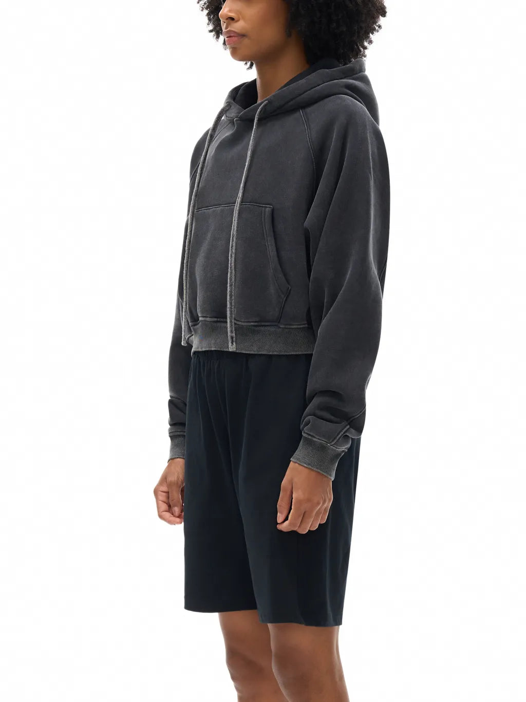 LUXURY TERMINAL - Snow Washed Cropped Hoodie