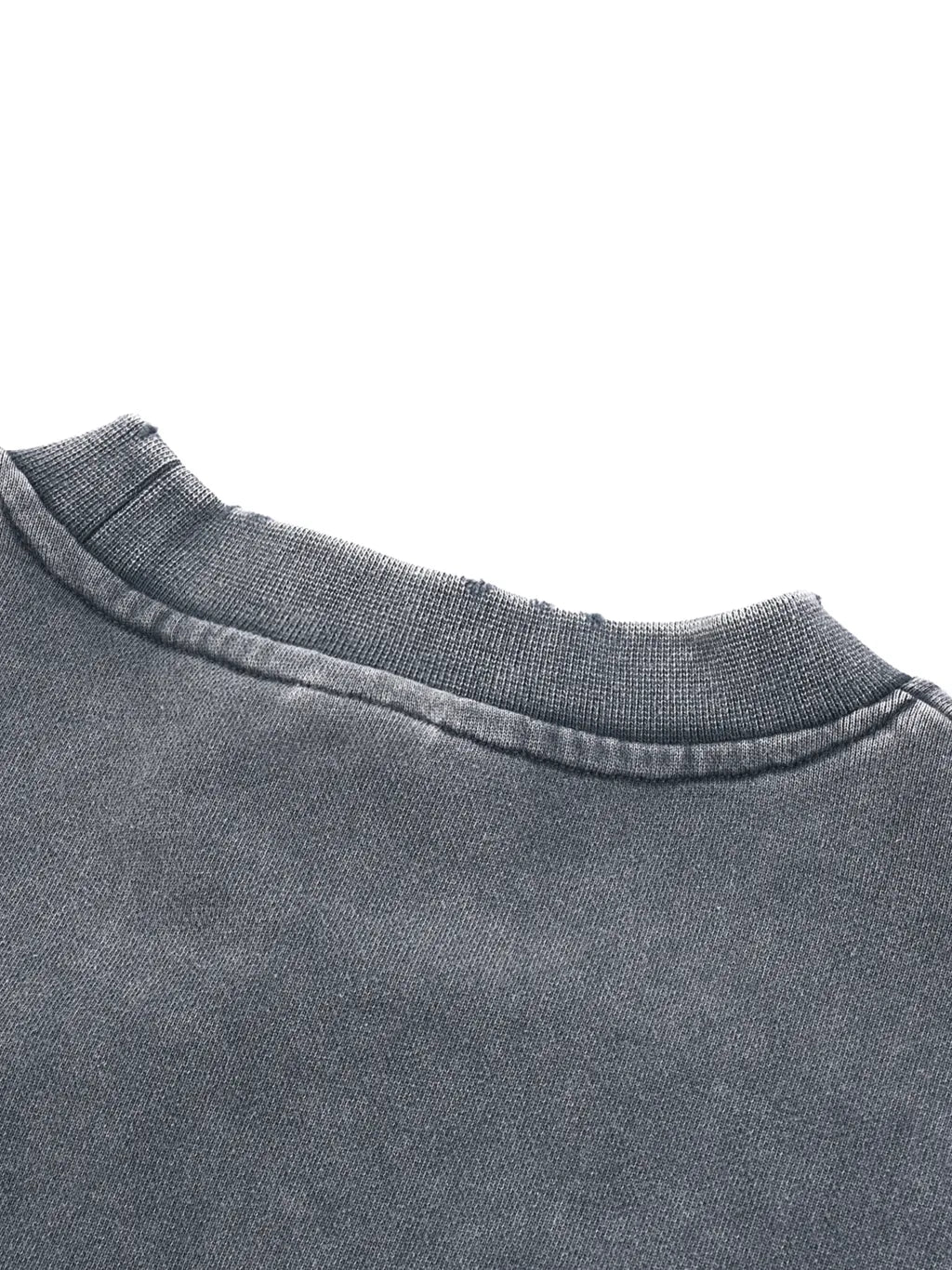 LUXURY TERMINAL - Snow Washed Raw Edge Cropped Sweatshirt
