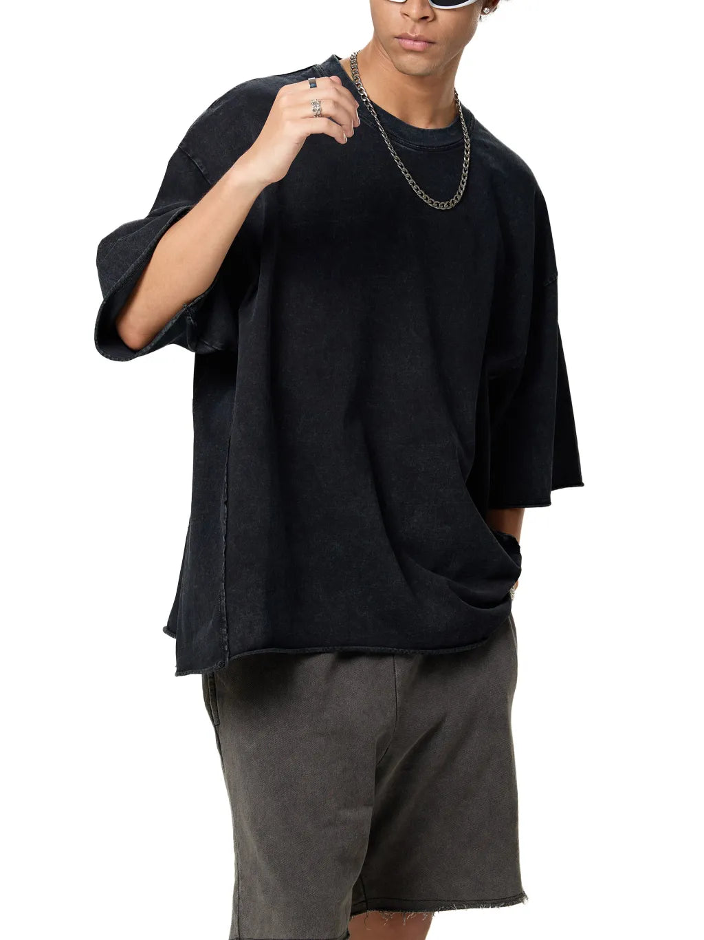 LUXURY TERMINAL - Raw Edge Snow Washed Boxy T-Shirt