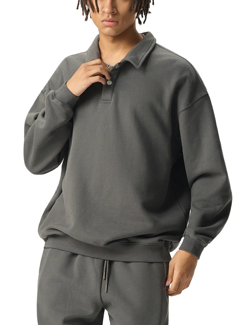LUXURY TERMINAL - Heavyweight Polo-Collar Sweatshirt