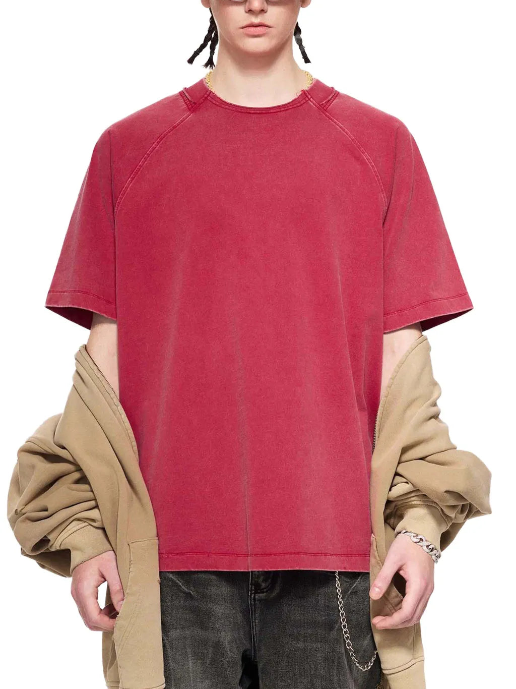 LUXURY TERMINAL - Vintage Washed Raglan Cotton T-Shirt