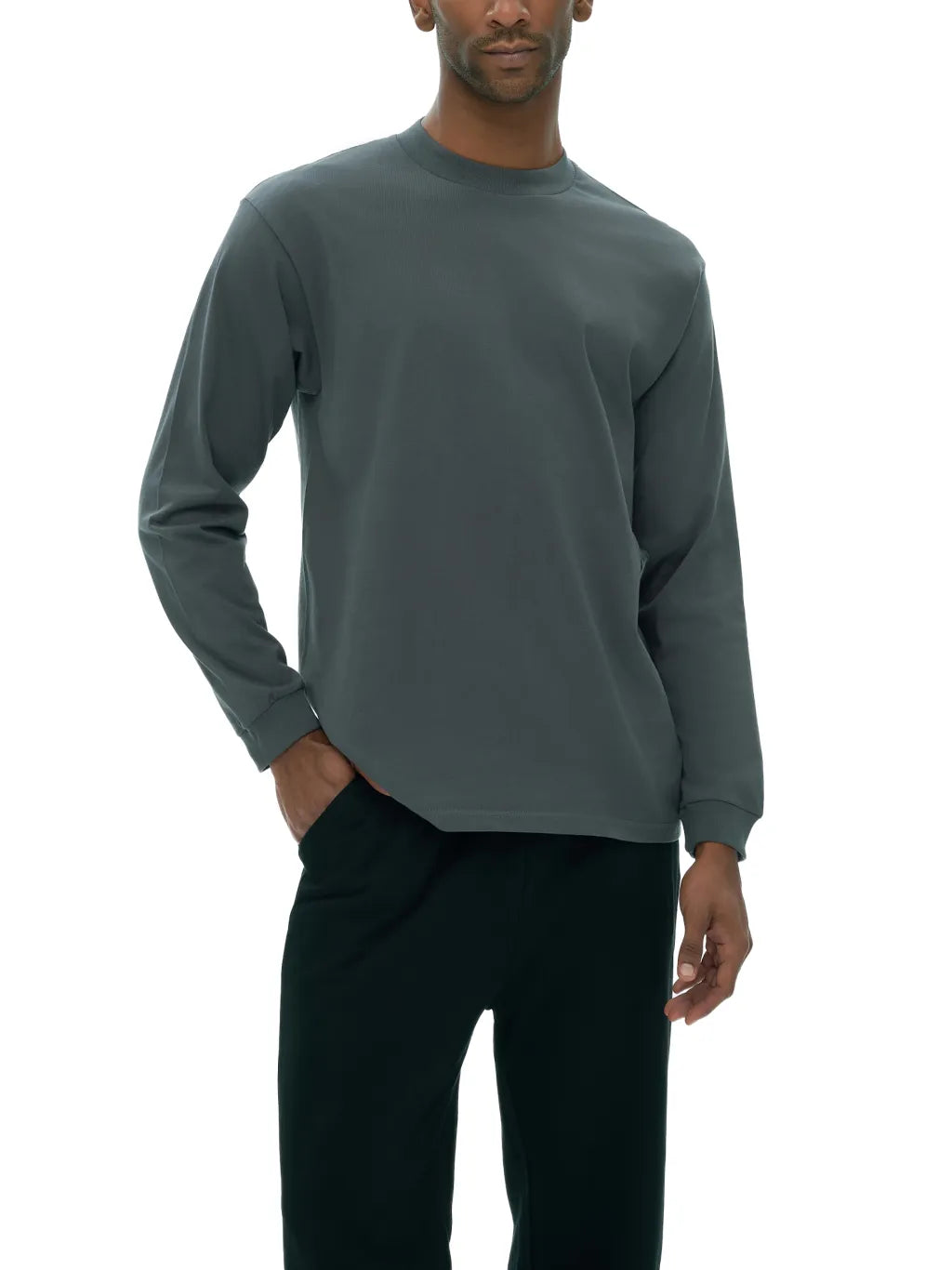 LUXURY TERMINAL - Crew Neck Drop Shoulder Long Sleeve Shirt