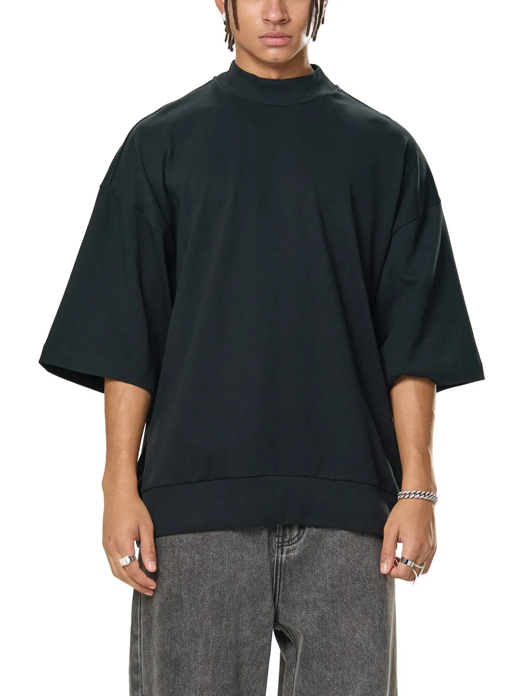 LUXURY TERMINAL - Heavyweight Oversized Mock Neck T-shirt