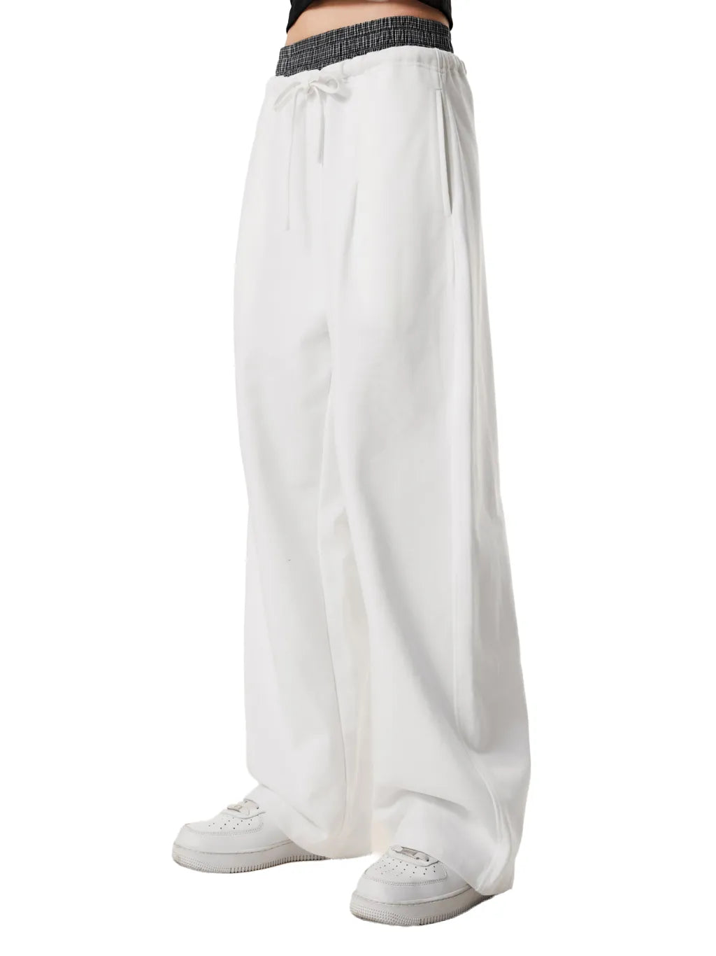 LUXURY TERMINAL - Plaid Contrast Waist Pants
