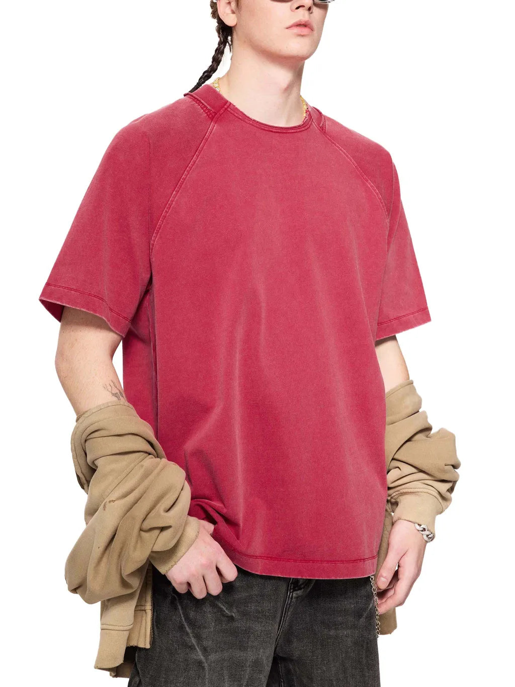 LUXURY TERMINAL - Vintage Washed Raglan Cotton T-Shirt