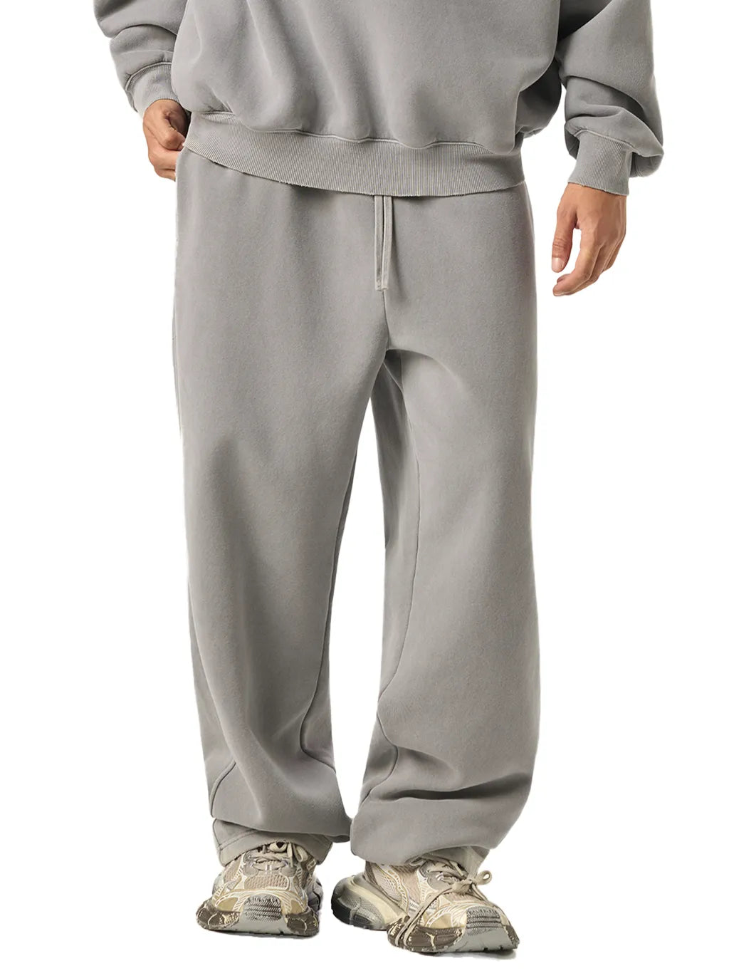 LUXURY TERMINAL - Frayed Enzyme Washed Fleece Sweatpants