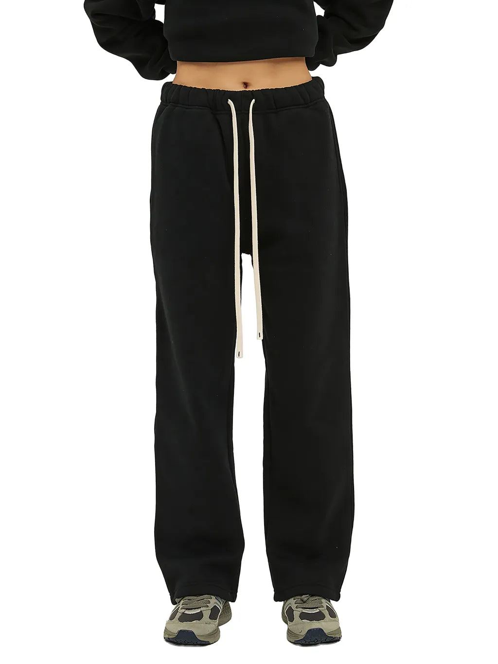 LUXURY TERMINAL - Unisex Solid Color Fleece Straight Leg Pants