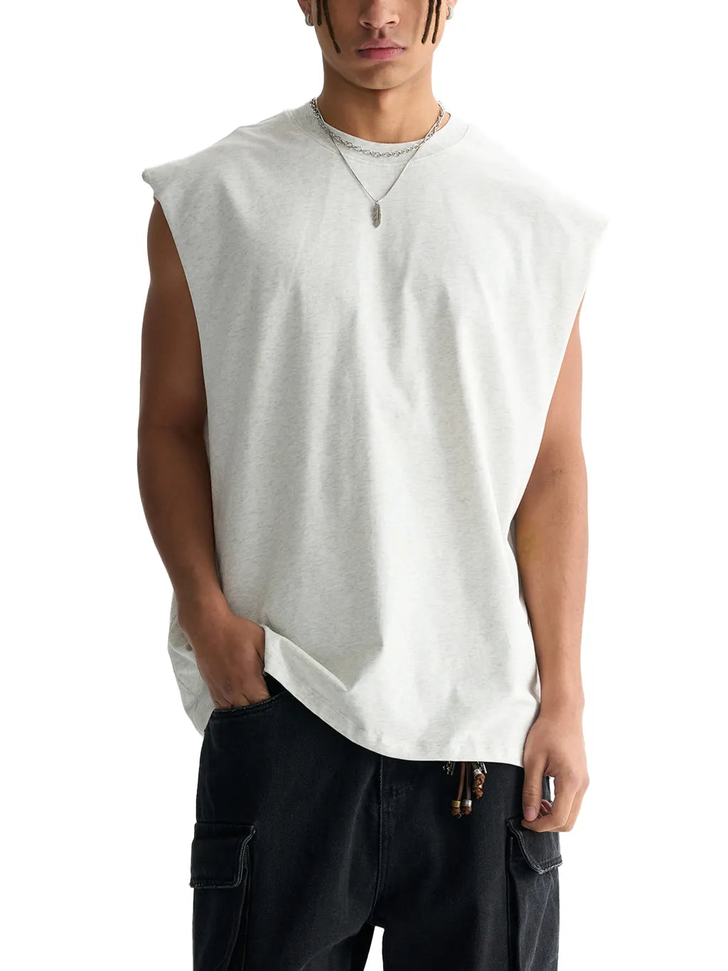 LUXURY TERMINAL - Raw Edge Cotton Tank Top