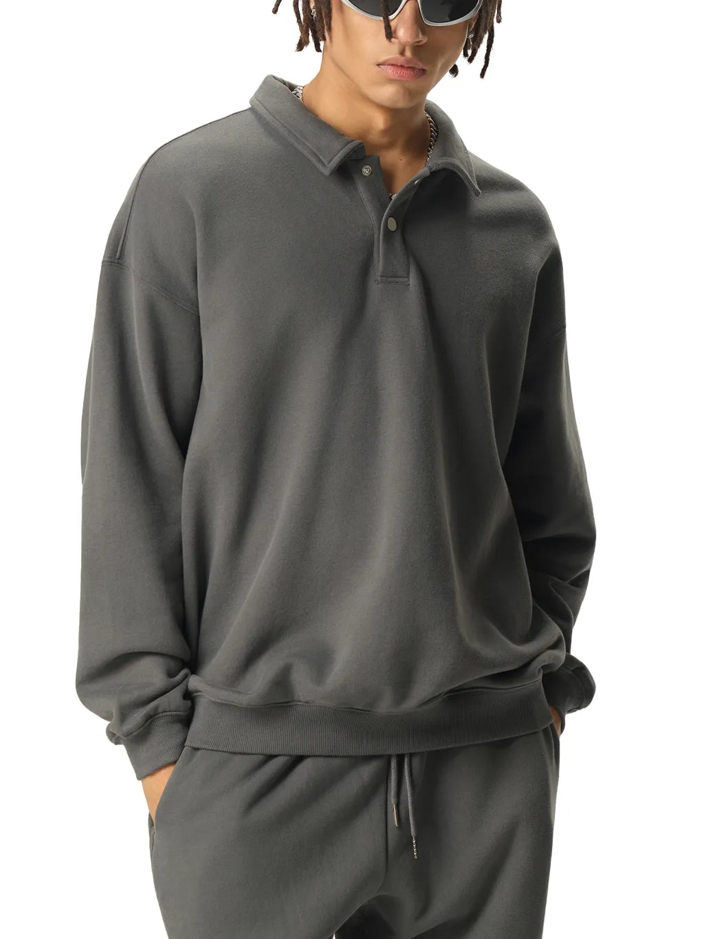 LUXURY TERMINAL - Heavyweight Polo-Collar Sweatshirt