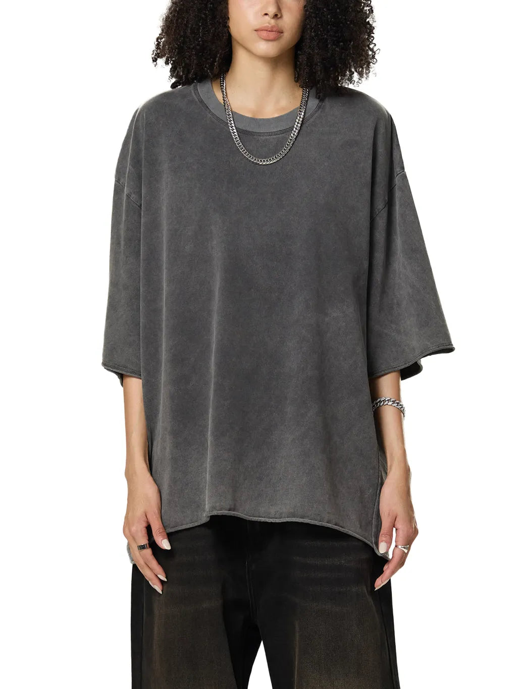 LUXURY TERMINAL - Raw Edge Snow Washed Boxy T-Shirt