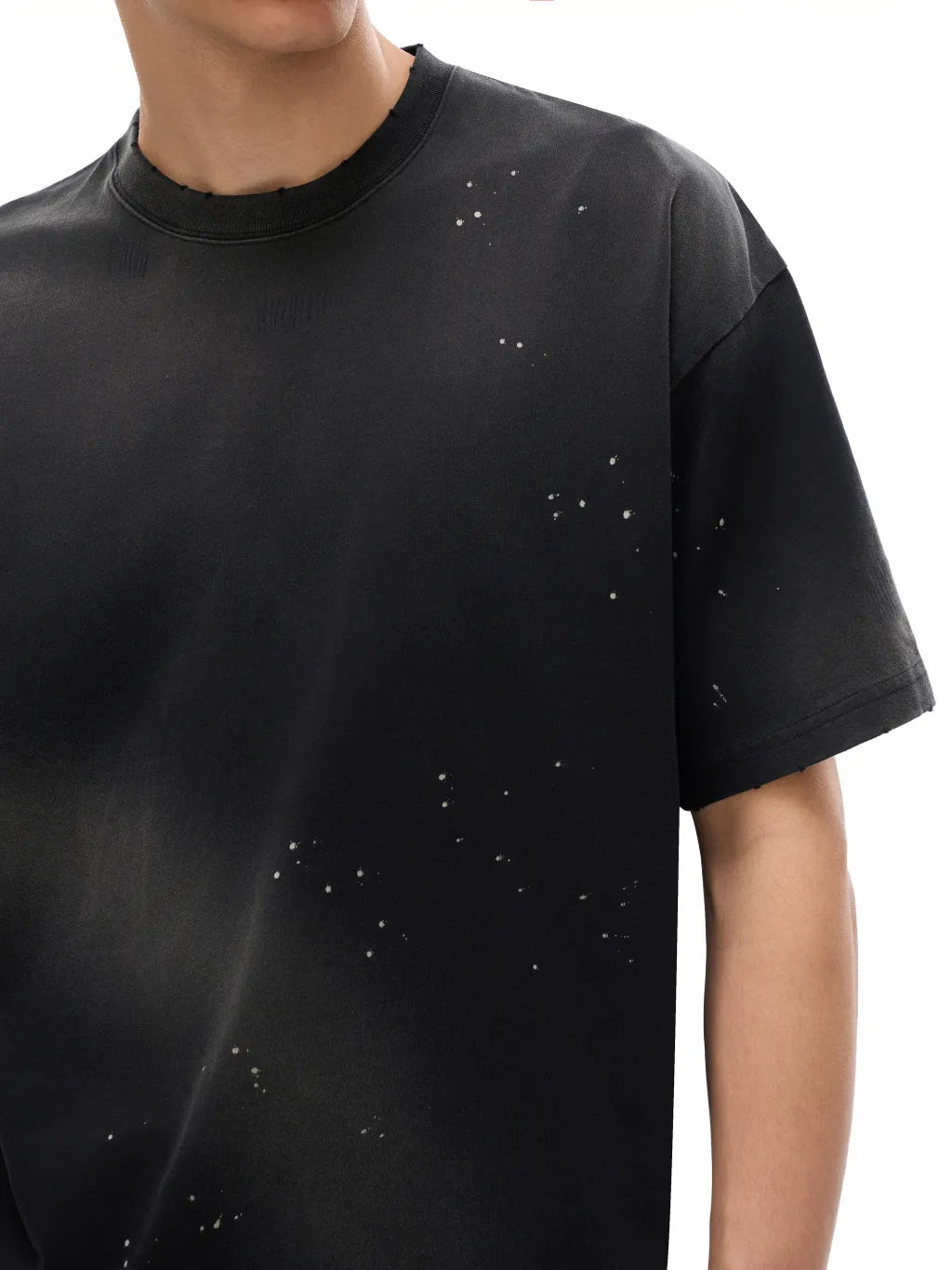LUXURY TERMINAL -Hand-Frayed Sunfade Paint Splatter T-Shirt