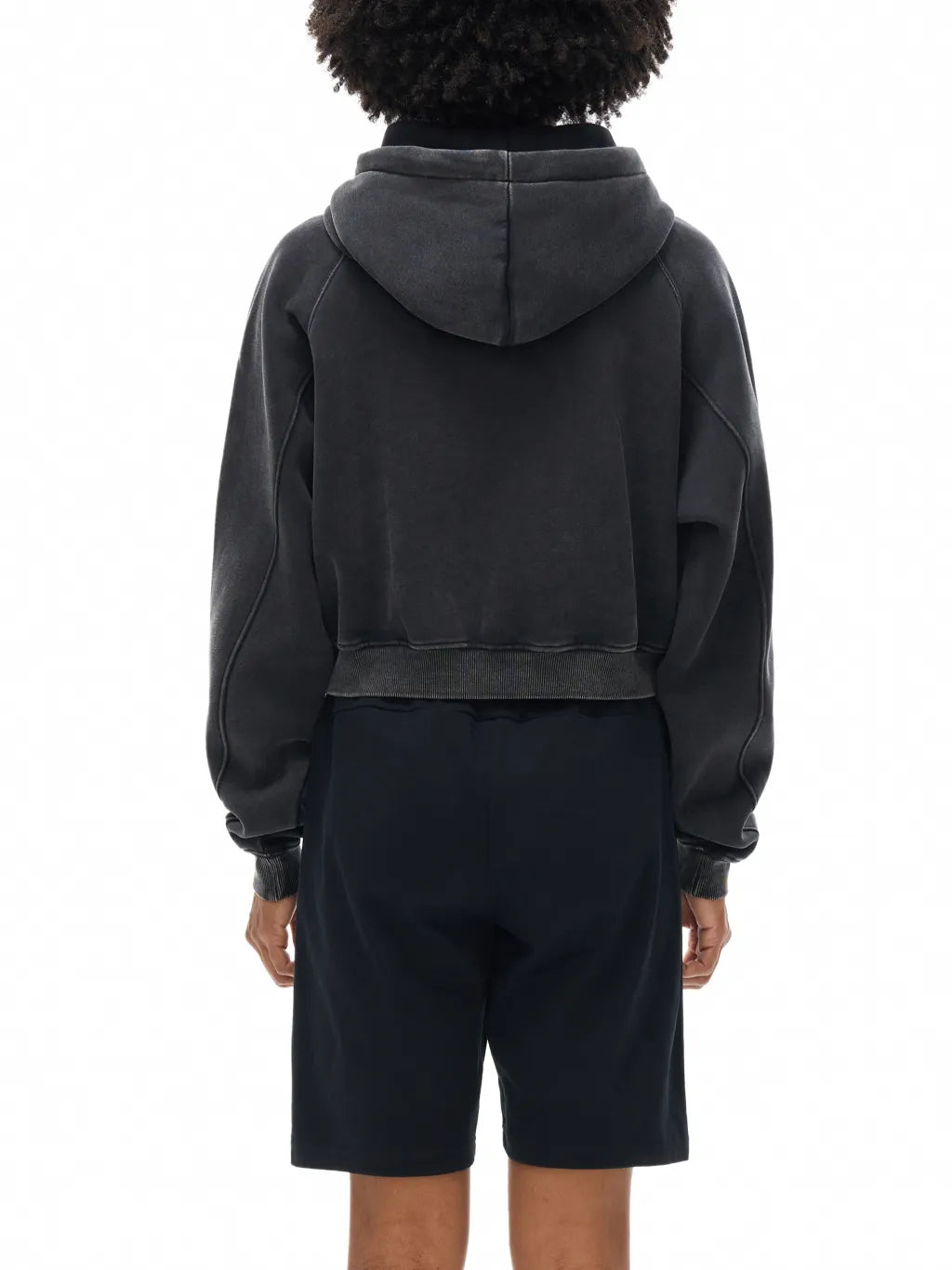LUXURY TERMINAL - Snow Washed Cropped Hoodie