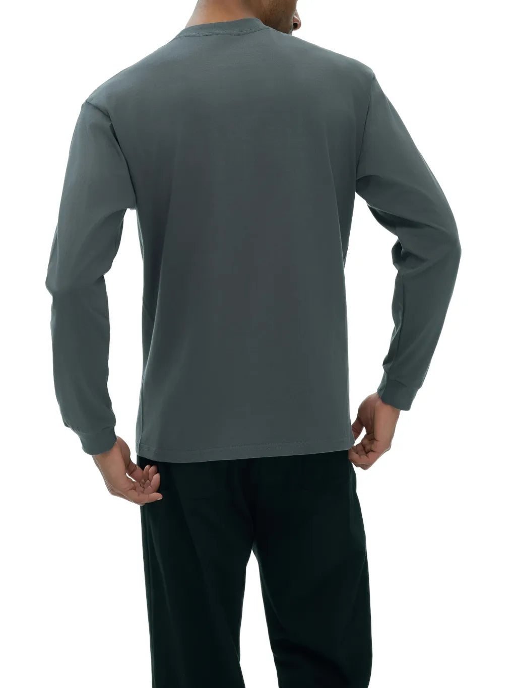LUXURY TERMINAL - Crew Neck Drop Shoulder Long Sleeve Shirt
