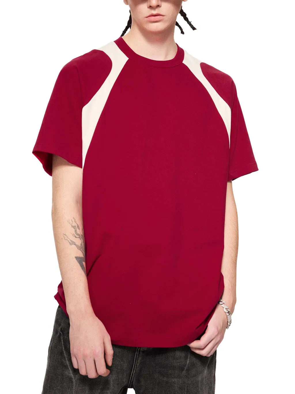 LUXURY TERMINAL - Contrast Panel Cotton T-Shirt
