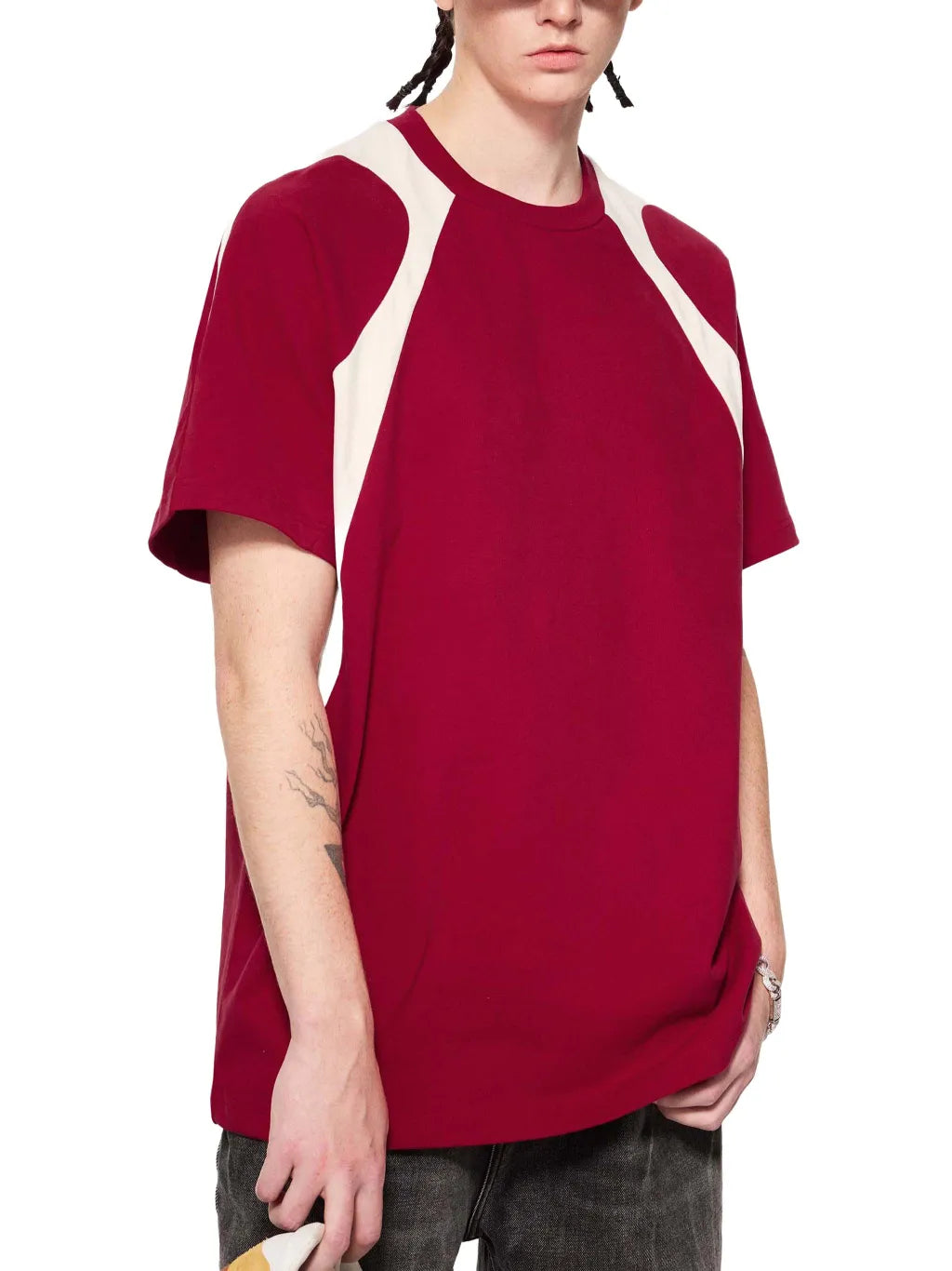 LUXURY TERMINAL - Contrast Panel Cotton T-Shirt