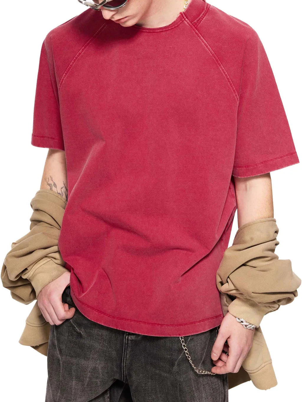 LUXURY TERMINAL - Vintage Washed Raglan Cotton T-Shirt