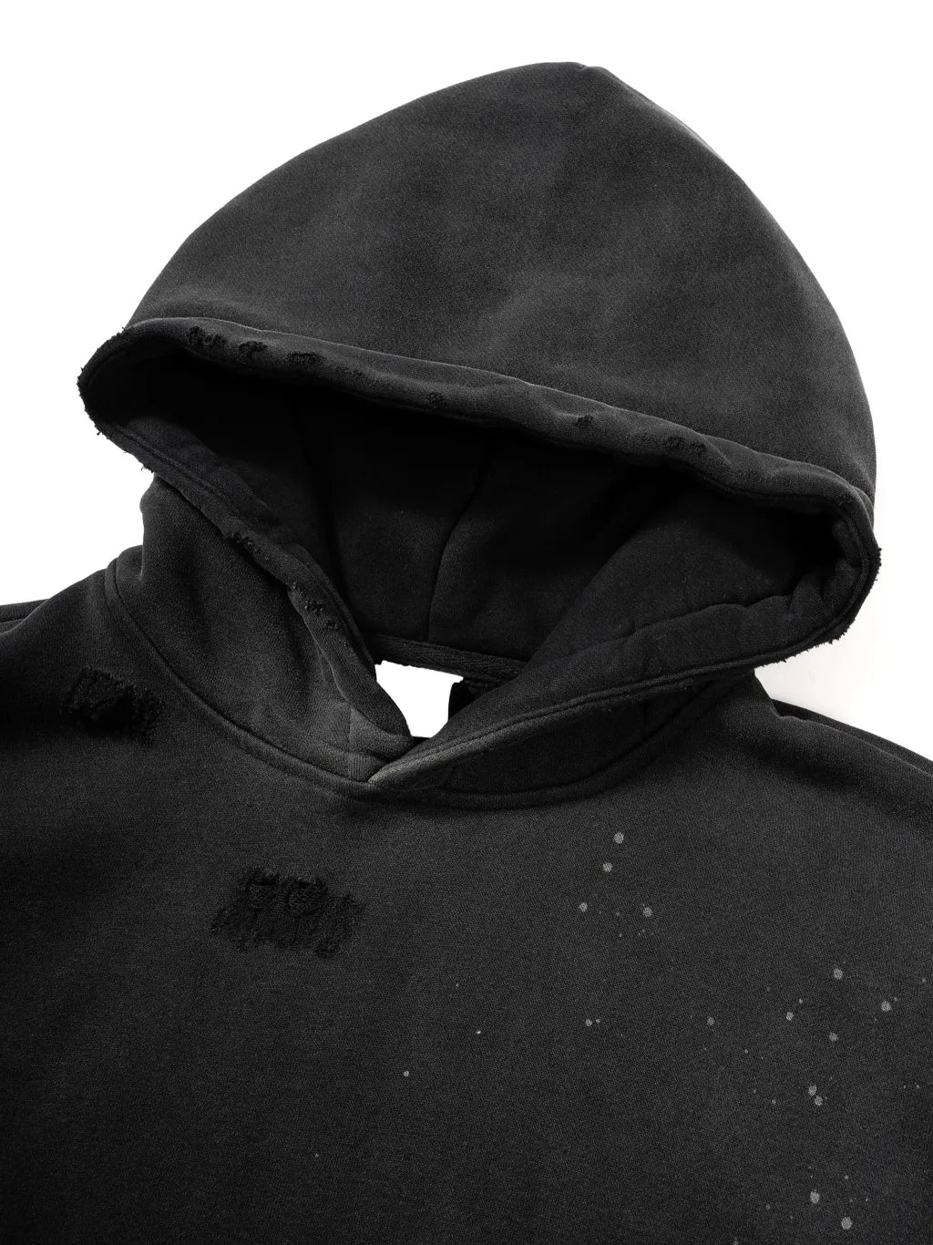 LUXURY TERMINAL - Vintage Washed Frayed Fleece Hoodie