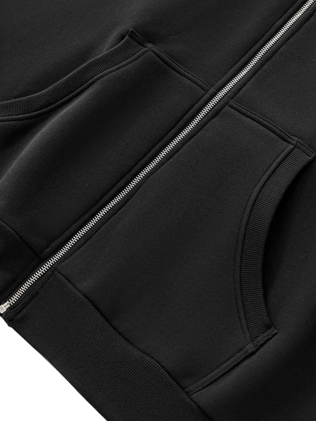 LUXURY TERMINAL - Fleeced Full-Zip Boxy Hoodie