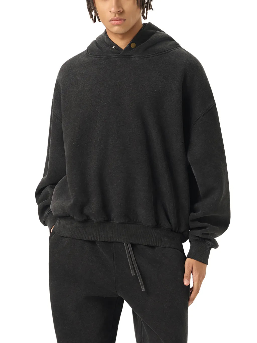 LUXURY TERMINAL - Frayed Enzyme Washed Fleece Hoodie