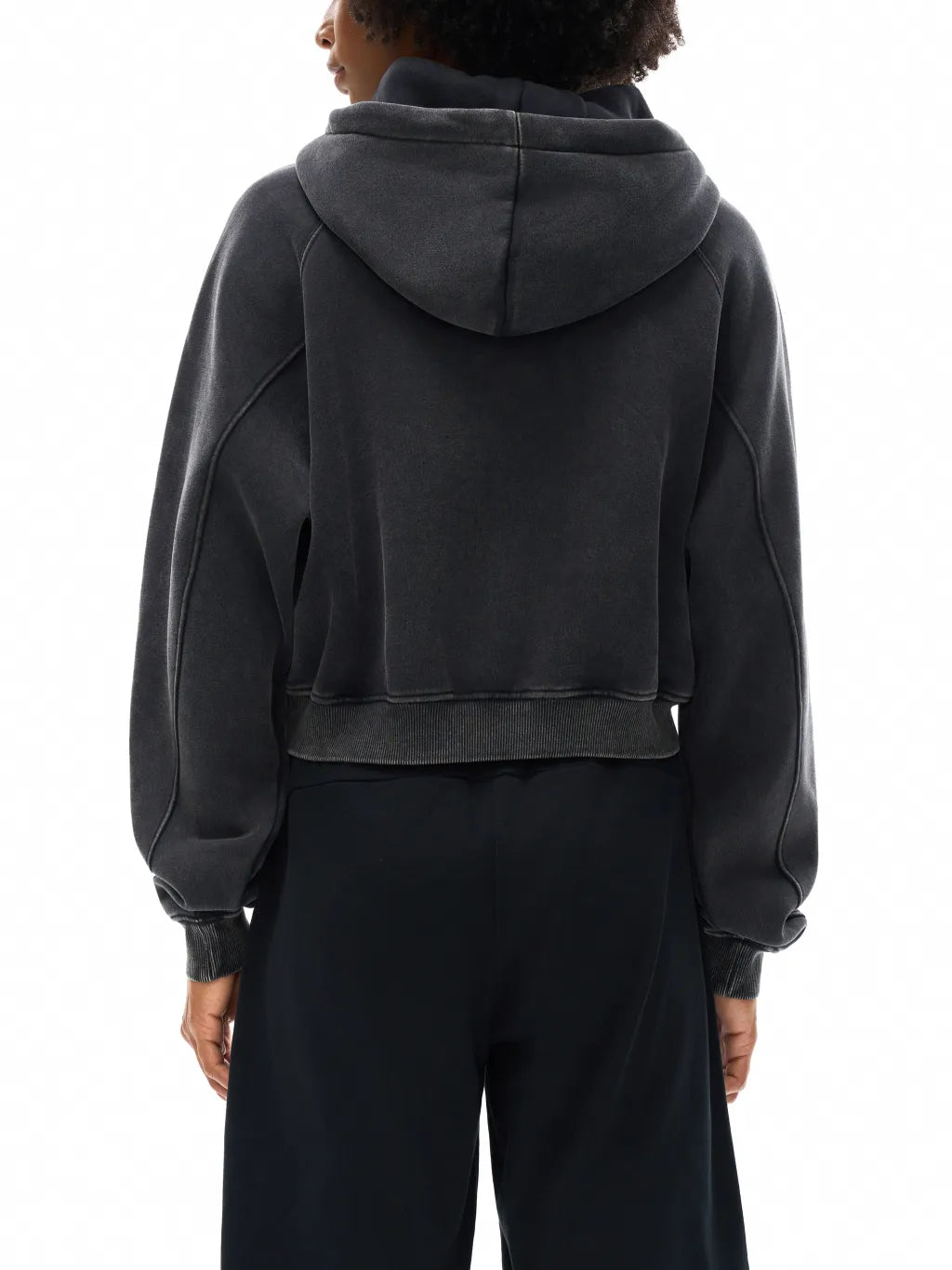 LUXURY TERMINAL - Snow Washed Cropped Hoodie