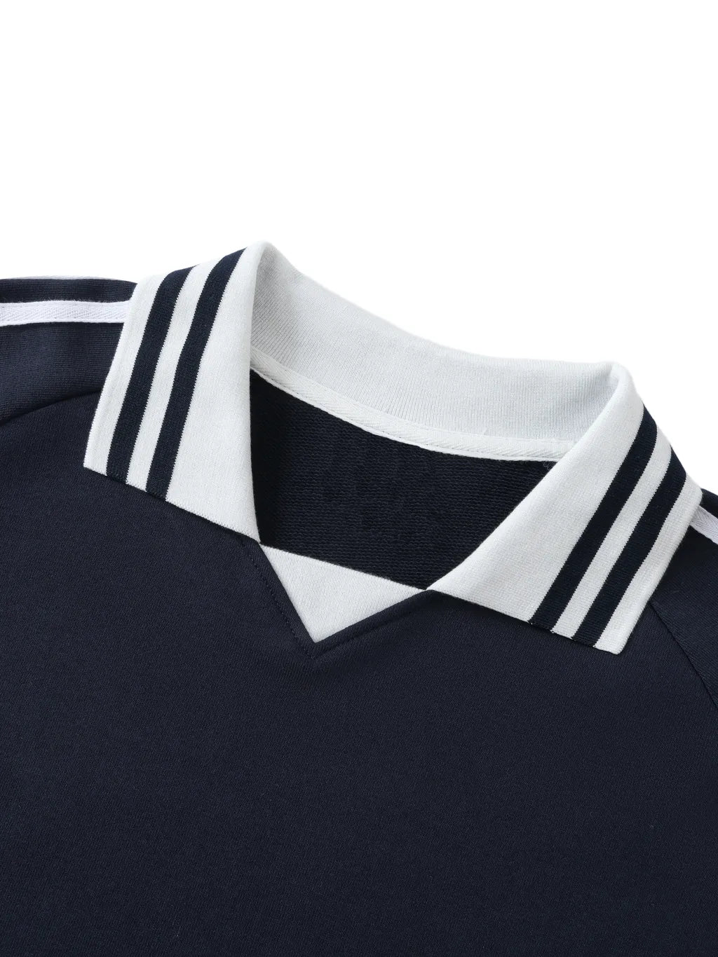 LUXURY TERMINAL - Contrast Striped Lapel Collar Sweatshirt