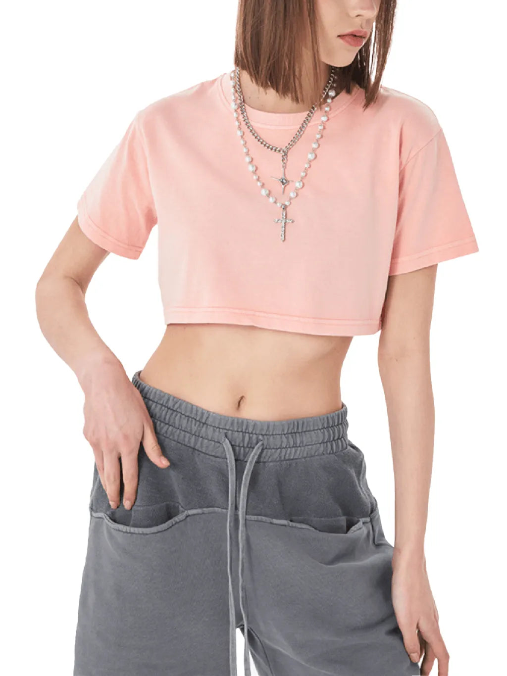 LUXURY TERMINAL - Snow Washed Crop Top