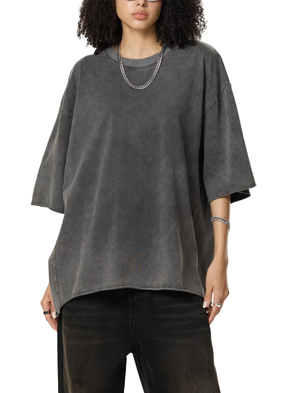 LUXURY TERMINAL - Raw Edge Snow Washed Boxy T-Shirt