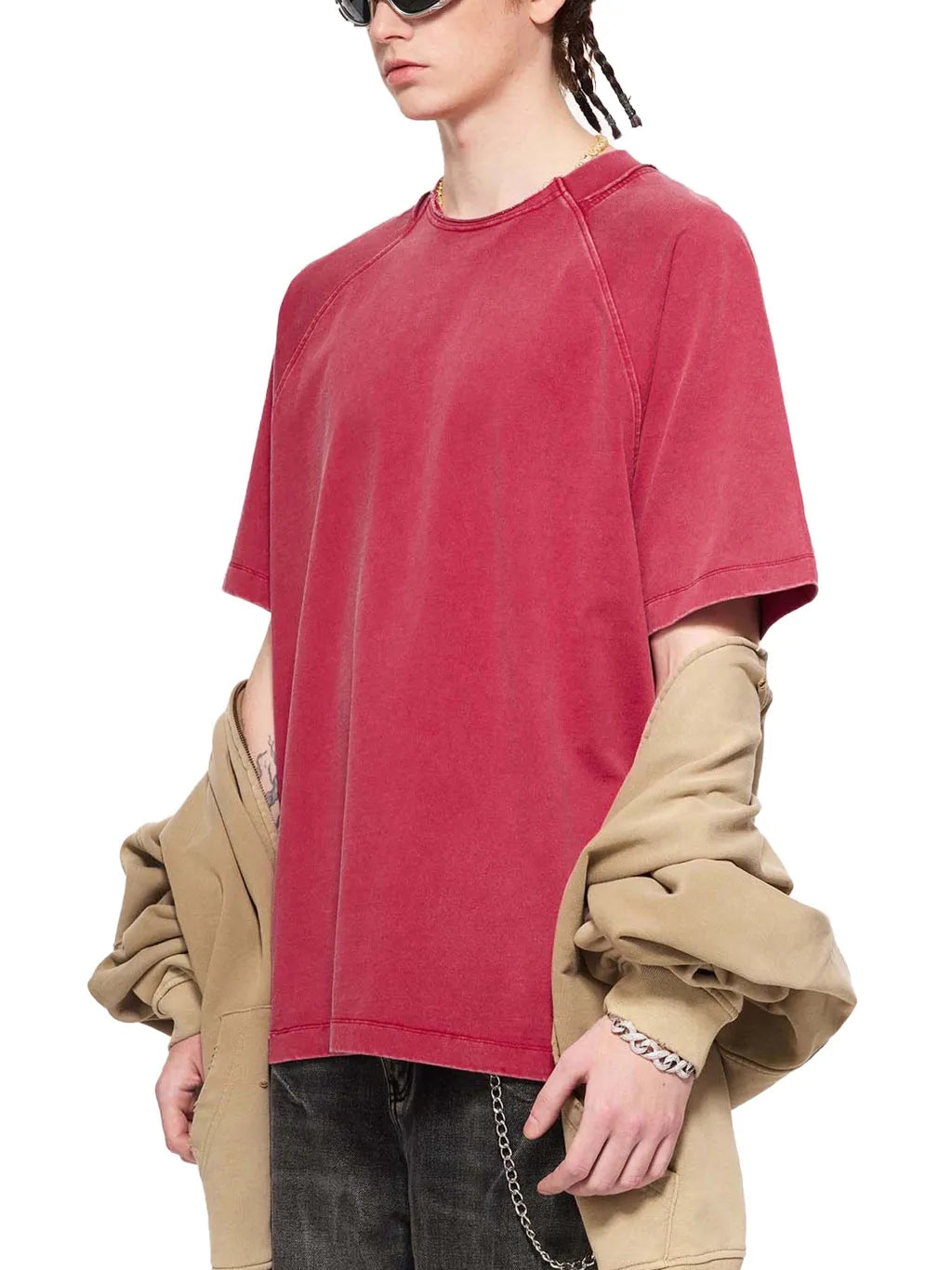 LUXURY TERMINAL - Vintage Washed Raglan Cotton T-Shirt