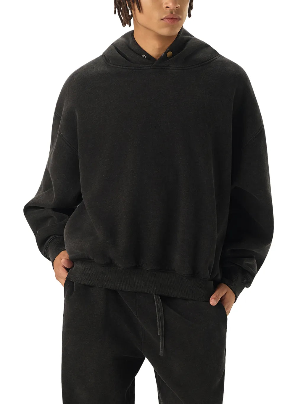 LUXURY TERMINAL - Frayed Enzyme Washed Fleece Hoodie